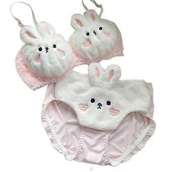 Lovely Sweet Intimates Cartoon Bear Plüsch-Dessous Anime-BH und -Höschen Unterwäsche Anime Cosplay Kostüme für Frauen und Mädchen Milchhasenanzug L