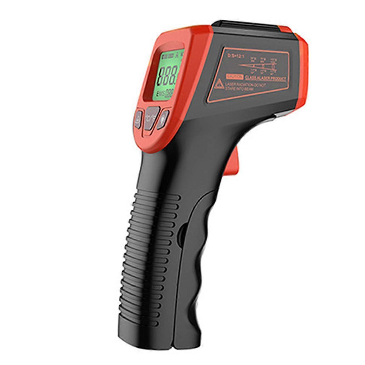 Precision Infrared Thermometer with Adjustable Emissivity and Backlit Display