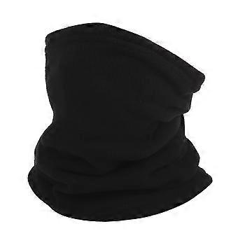 Unisex Skiing Face Protector Cycling Windproof Warm Face Mask Outdoor Winter Fleece-lined Solid Color Warm Neck Warmer Black (Fleece-lined Drawstring)
