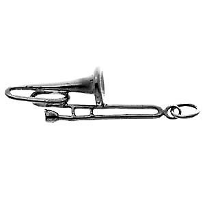 Silver 33x11m Trombone Pendant or Charm