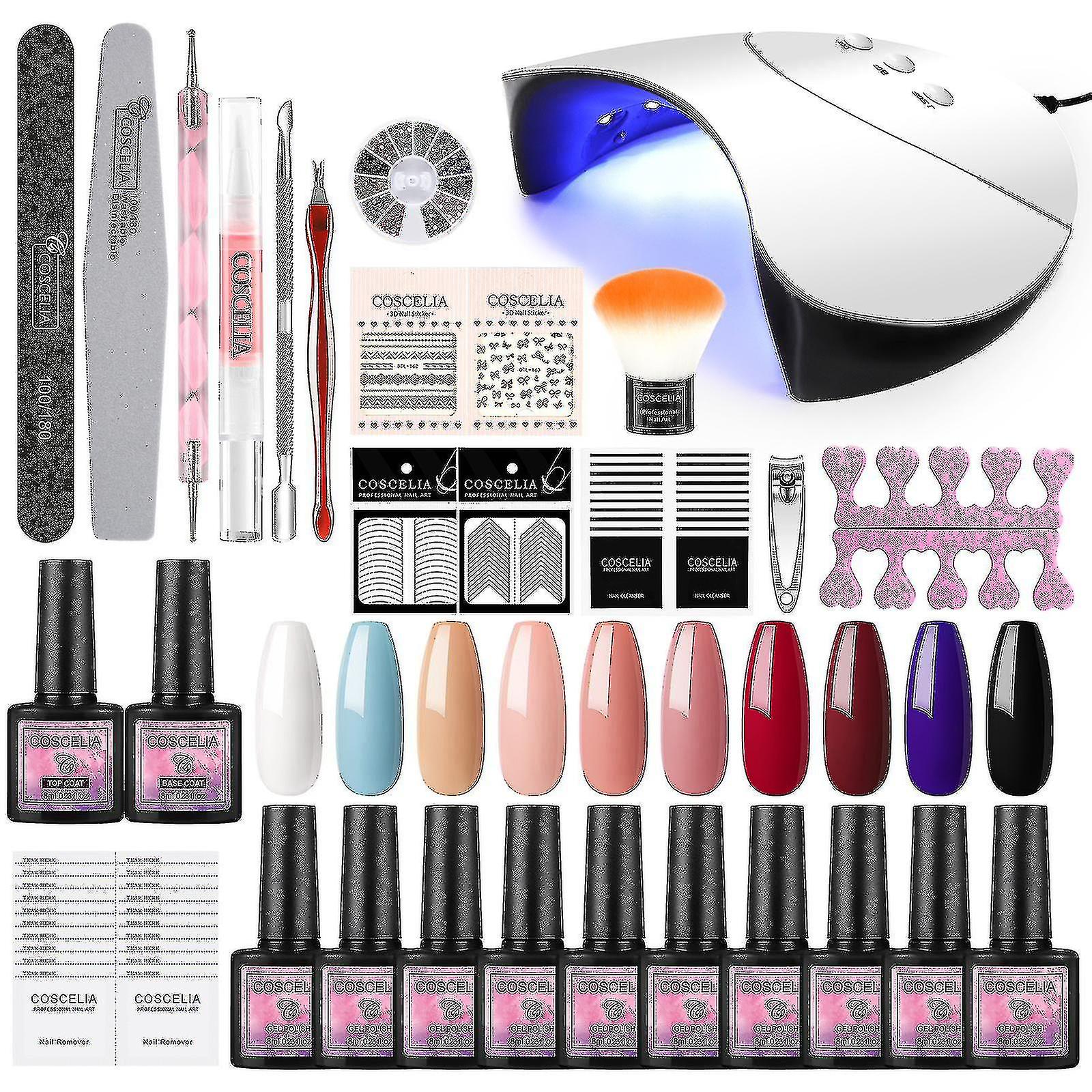 Gel Nail Polish Kit With U V Light 110w, 10pcs Color Changing Temperature Change