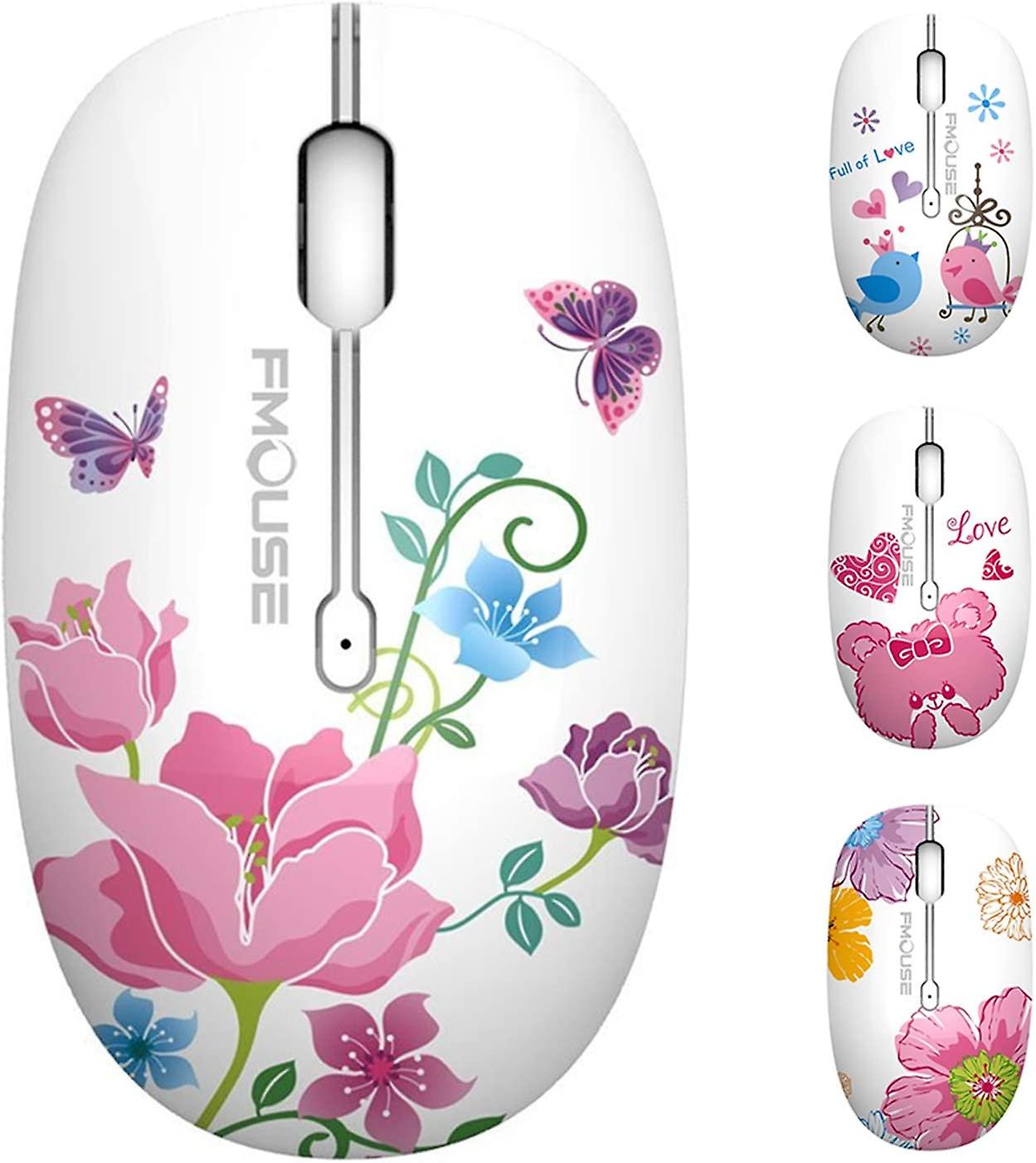 M101 Wireless Mouse Cute Silent Computer Mice with USB Receiver, 2.4G Optical Wireless Travel Mouse 1600 DPI Compatible with Laptop, Notebook, PC, Com
