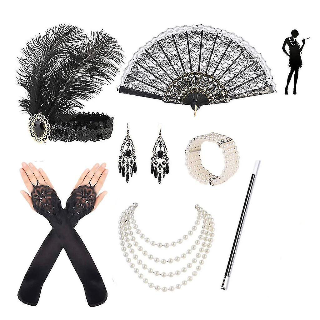 1920-tals vintage Flapper Gatsby kostymtillbehörsset