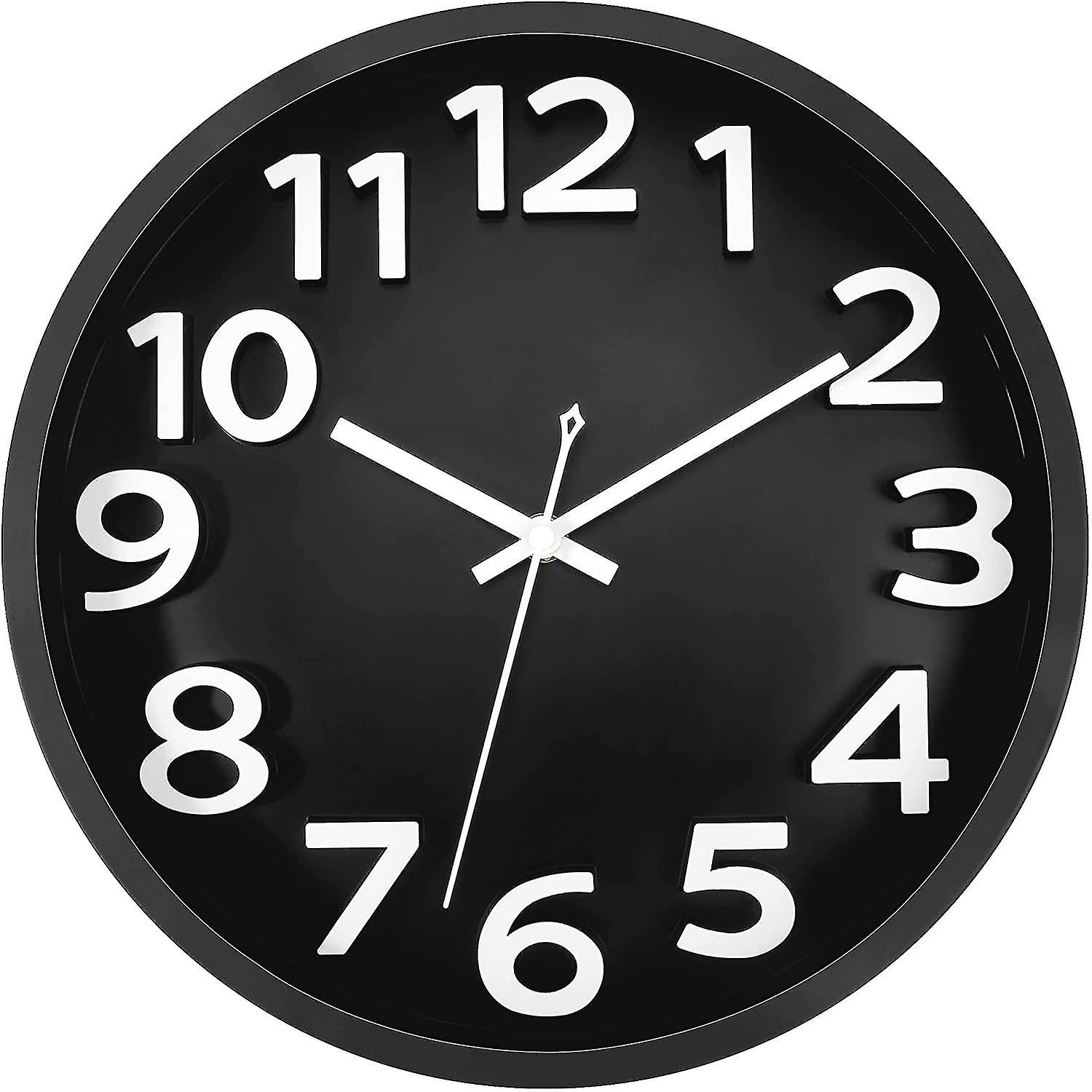 Modern Wall Clock, Large Silent Non-ticking Battery Operated 3d Numbers Round Analog Deco
