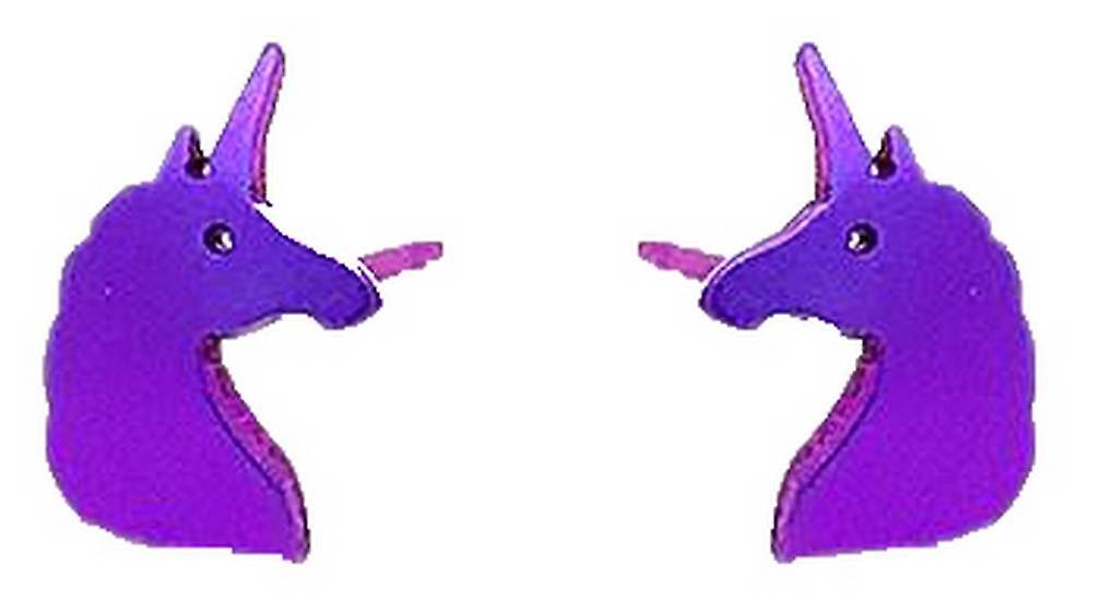 Ti2 Titanium Unicorn 9mm Stud Earrings - Purple