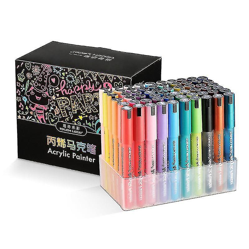 עט טוש צבע אקריליק12/24/36/48/60 צבע לכתיבה בדיו מלאכת מתכת סלע ציור אבן קרמיקה זכוכית עבה עט סימון ניב