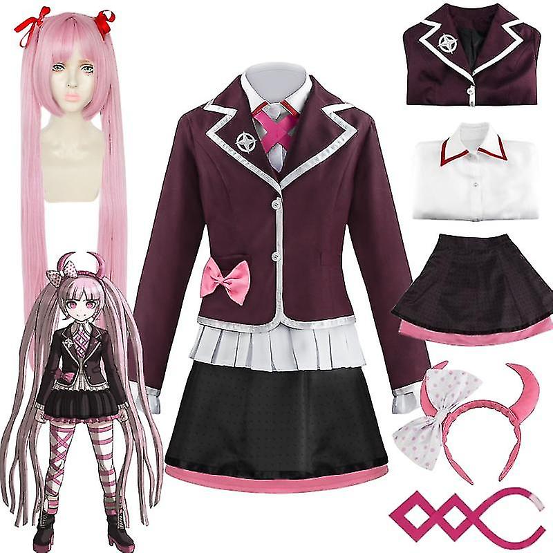 أنيمي Danganronpa أوتسوجي كوتوكو تأثيري زي Jk موحدة الباروكات أغطية الرأس الجوارب ملابس عيد الميلاد هدية الملابس