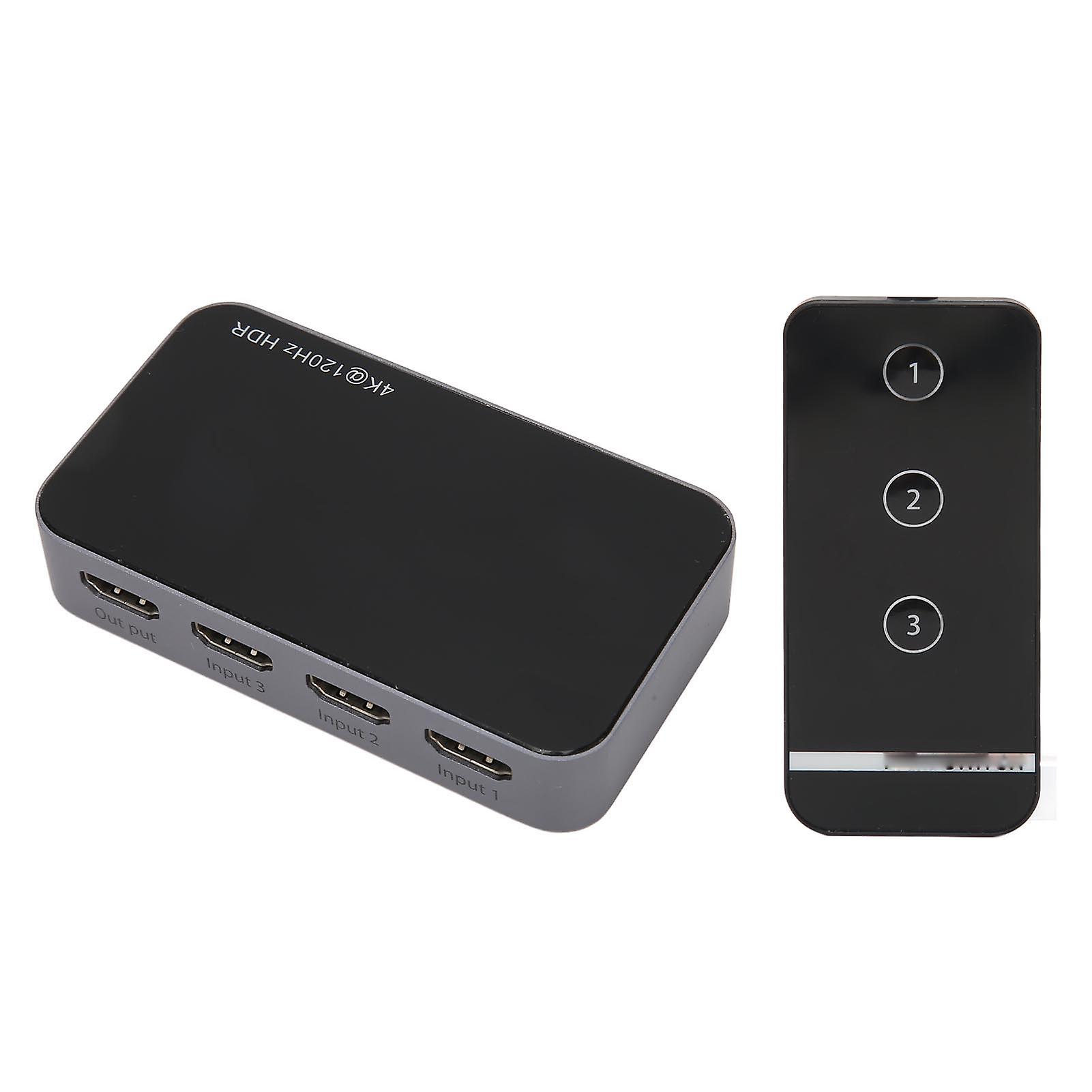 3 to 1 HD Multimedia Interface Switcher 3 in 1 Out 8K At 60Hz 4k At 144hz HDR Video Switcher with IR Remote Control 