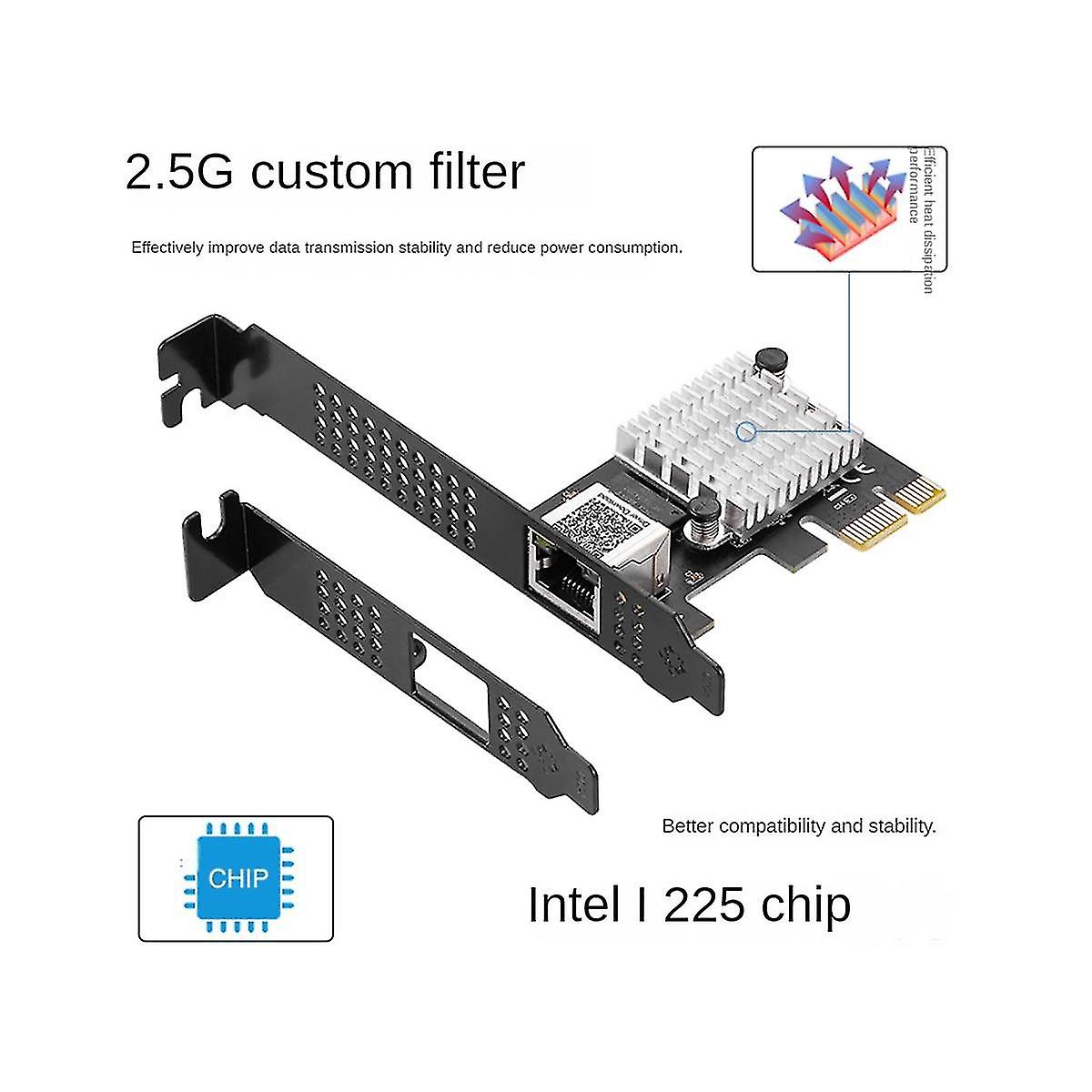 2.5g Single Port Gigabit Lan Card Power Port 2500m Desktop Server Gaming Gaming Lan Card Io-pce225-