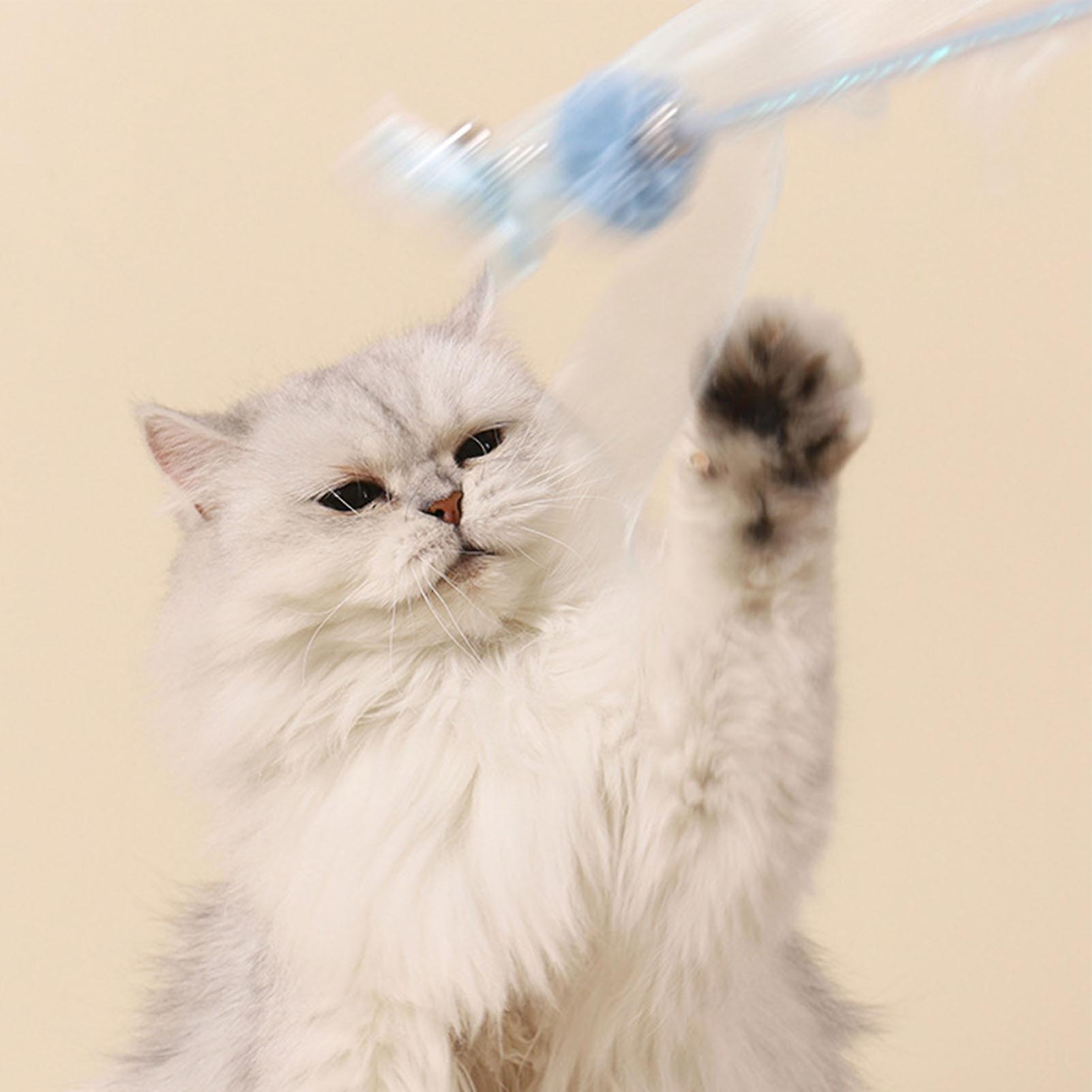 3Pcs Cat Teaser Wand Interactive Cat Feather Toy with Bell for Cat Kitten Playing Blue 