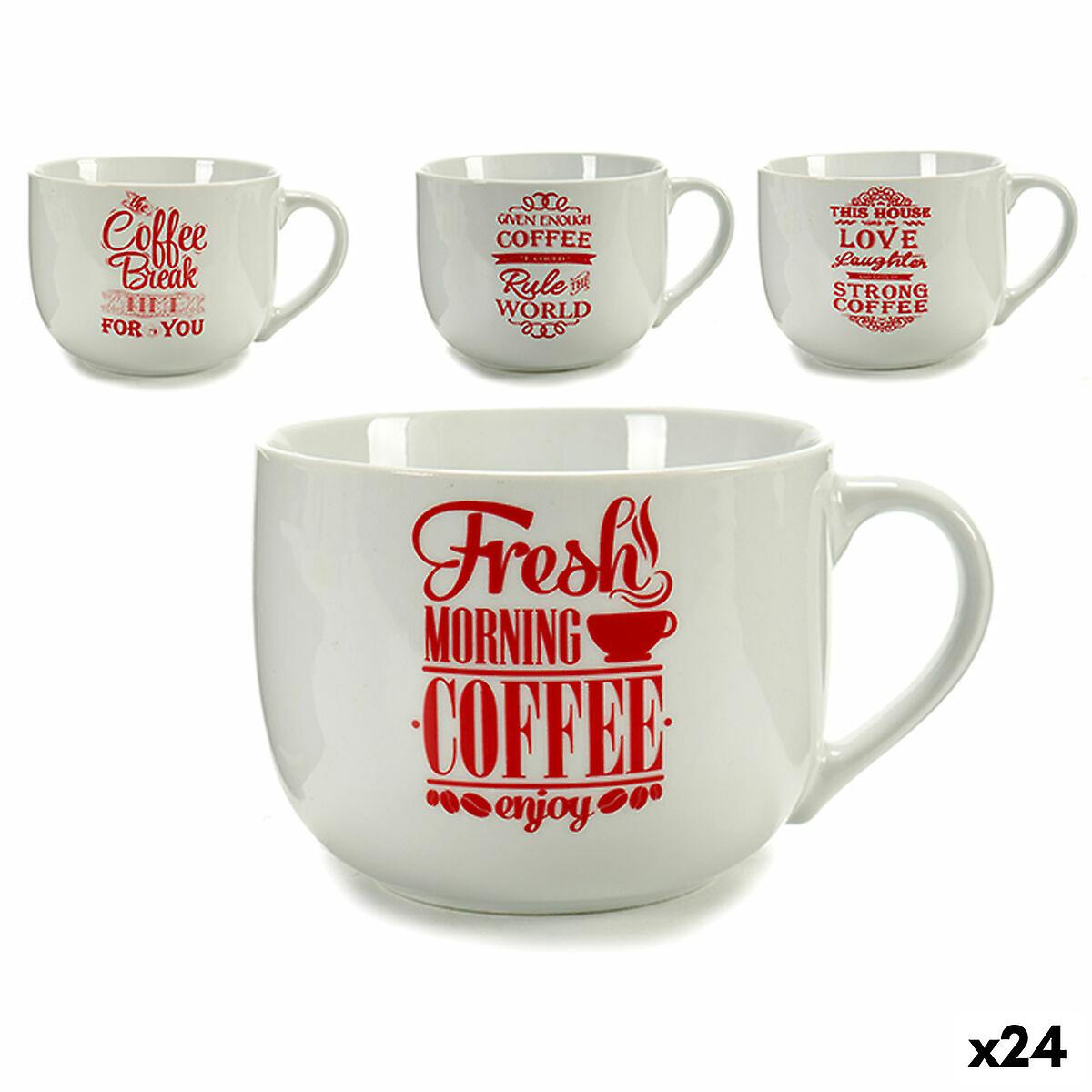Tasse Kaffee Porzellan Rot Weiß 500 ml 24 Stück