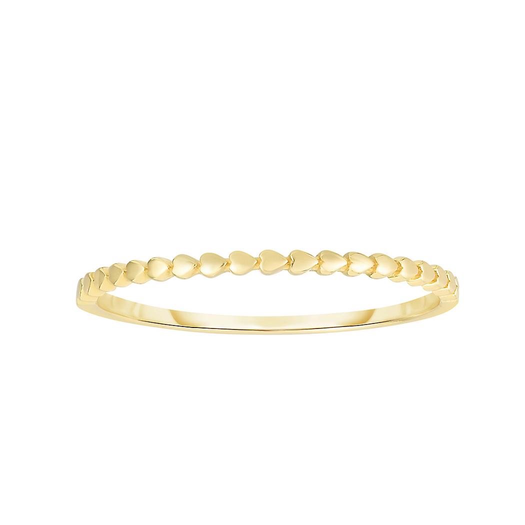 14k Yellow Gold Love Hearts Stackable Ring Size 7-Stackable-Ring for Women - .7 Grams