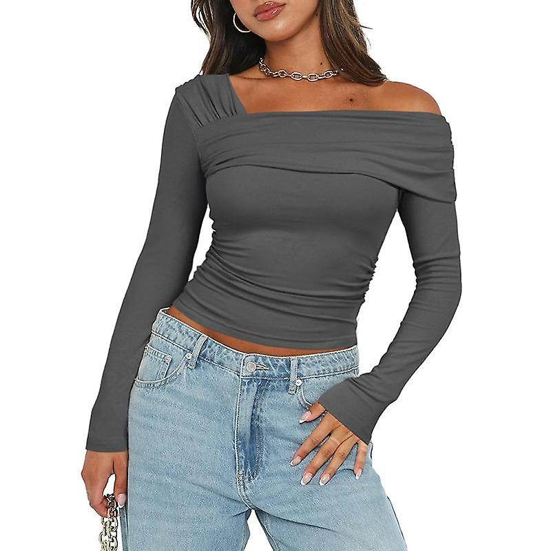 Women's Casual Crossover Strapless Deep V-Neck Ribbed Knit Slim Top