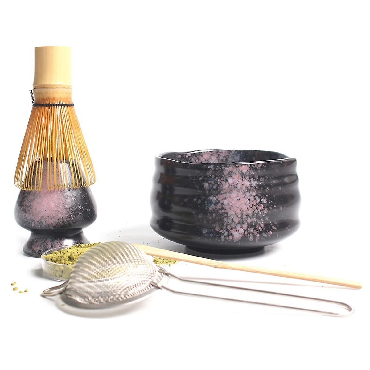 5PC Handmade Home Matcha Tea Set Tool Stand Kit Matcha Bowl Whisk Tea Scoop Tea Whisk Whisk Holder