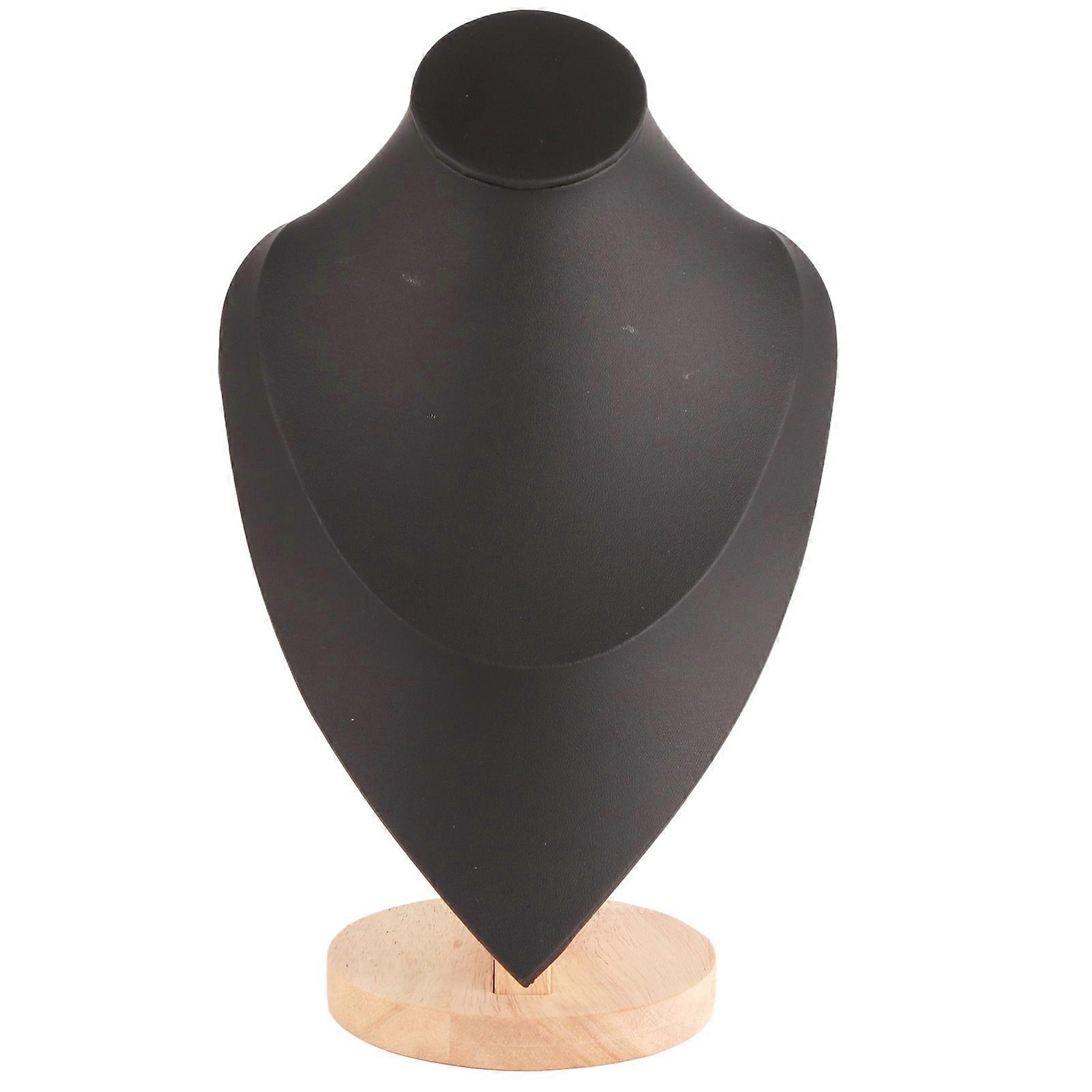 Black Necklace Bust Holder - Scratch-Proof, Stable Base Display Stand for Jewelry in Store Window or Home