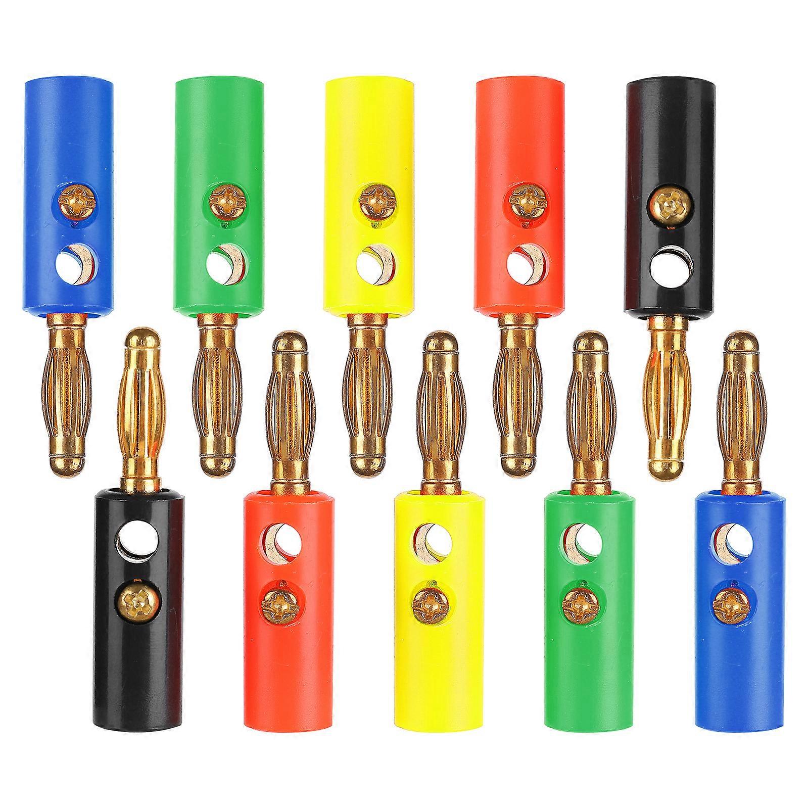 2Set U54 4mm Lantern Shape Banana Plug Gold Plated with Fixed Screws Red Black Yellow Green Blue