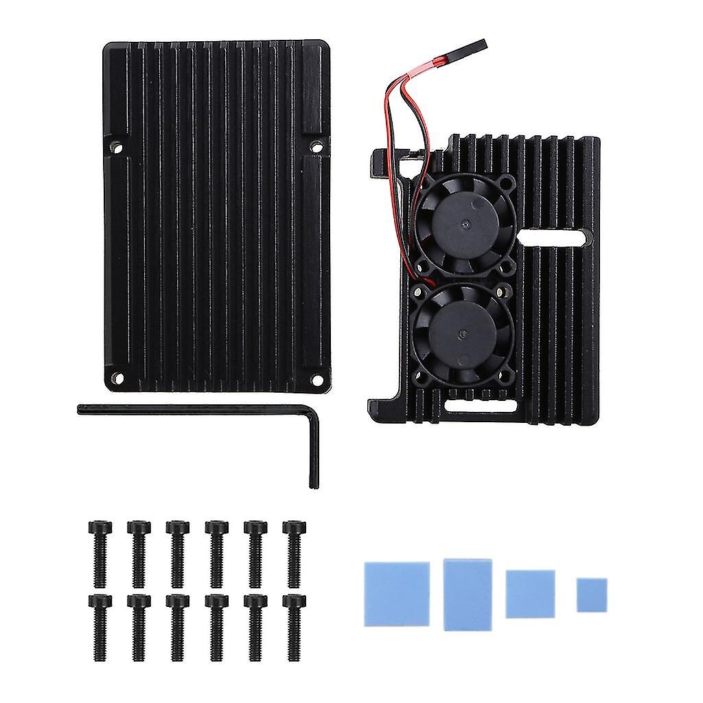 Electronics Rpi 4 Model B Dual Fans Metal Protective For Shell Aluminum Alloy Heatsink For Case With Mini Dual Cooling Fan For Raspberry Pi 4b/3b+/3b