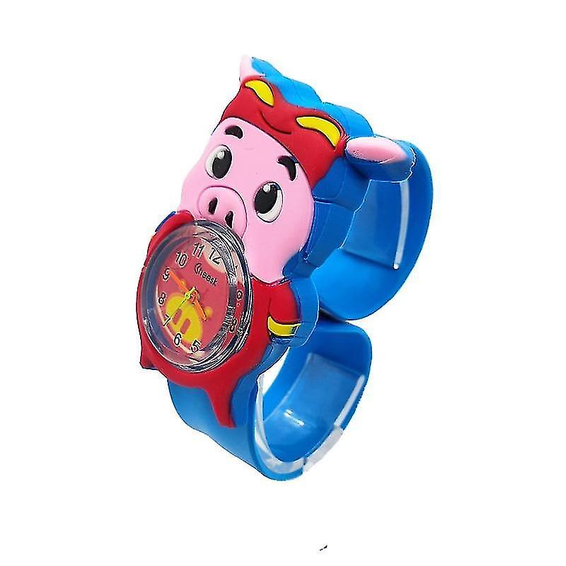 Red Blue3 Cartoon Dinosaur Animal Watch Clasp Circle Baby & Clock