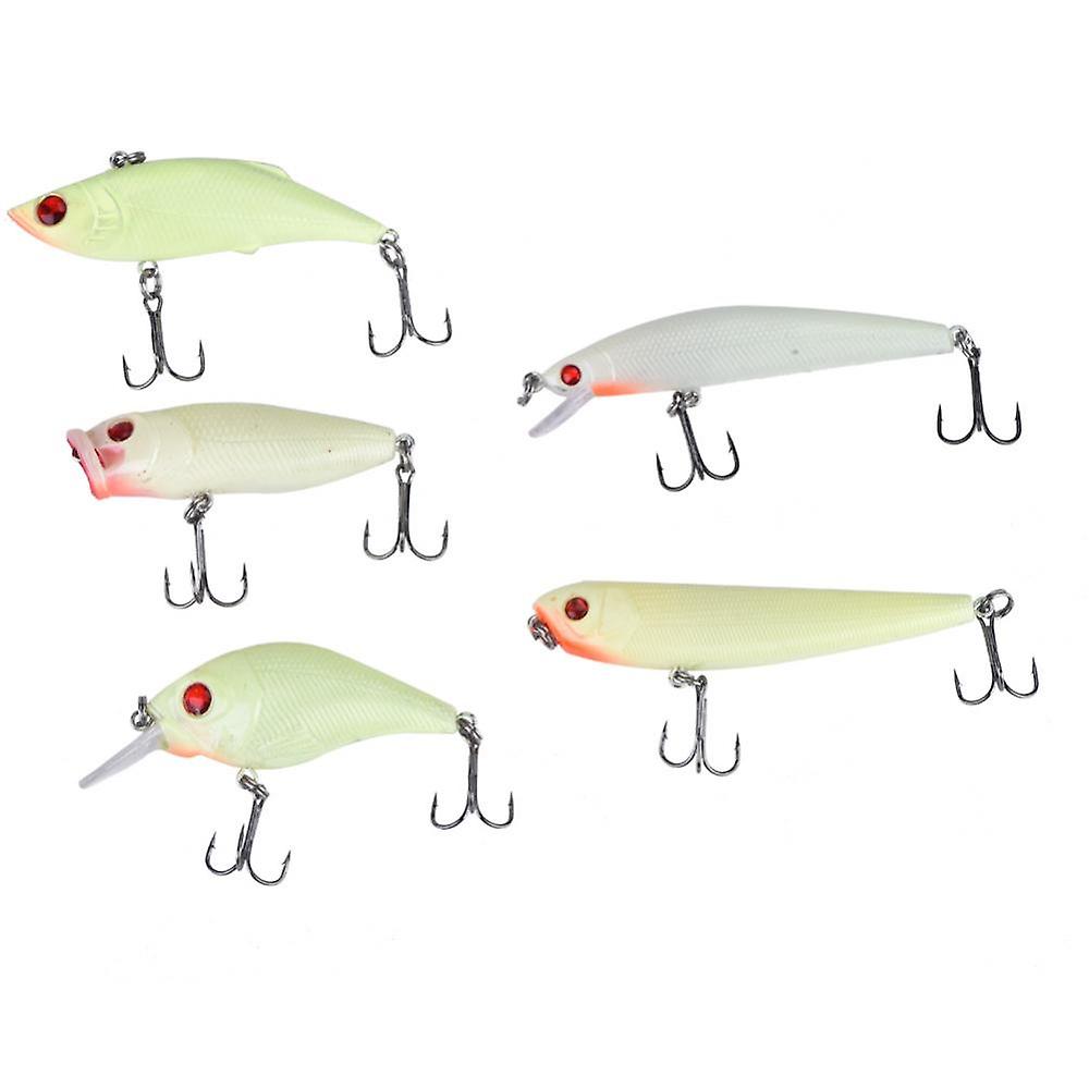5pcs Luminous Luminous Crankbait ABS Hard Baits Hook Tackle Accessory
