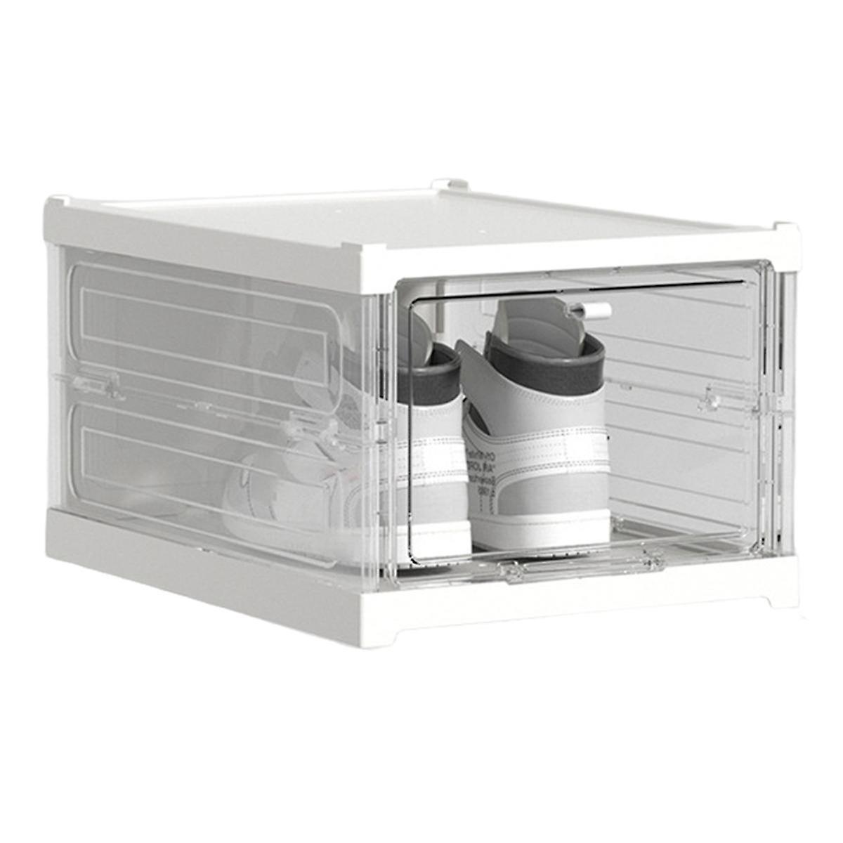 Foldable Integrated Shoe Box Organizer and Storage Boxes Cabinet Transparent Visible Installation F