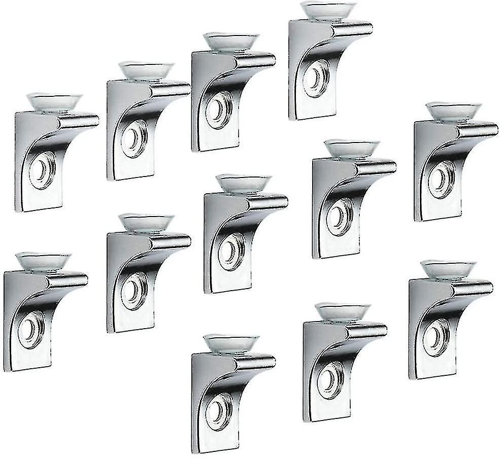 Glass Shelf Bracket, 12 Pcs Zinc Alloy Polished Chrome Right Angle Shelf Support Fixing Clip With Suction Cup