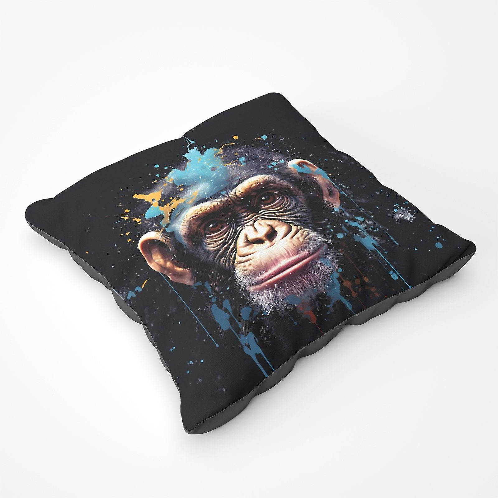 Monkey Face Splashart With Blue Floor Cushion