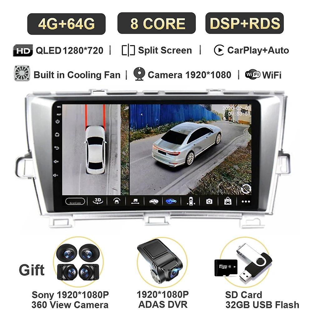Redkid Autoradio Android 13 Pour Toyota Prius Xw30 2009 - 2015 Qled Dsp Multimédia Vidéo Wifi Lecteu