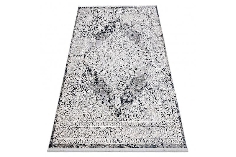 Modern carpet REBEC fringe 51122A - two levels of fleece cream / navy