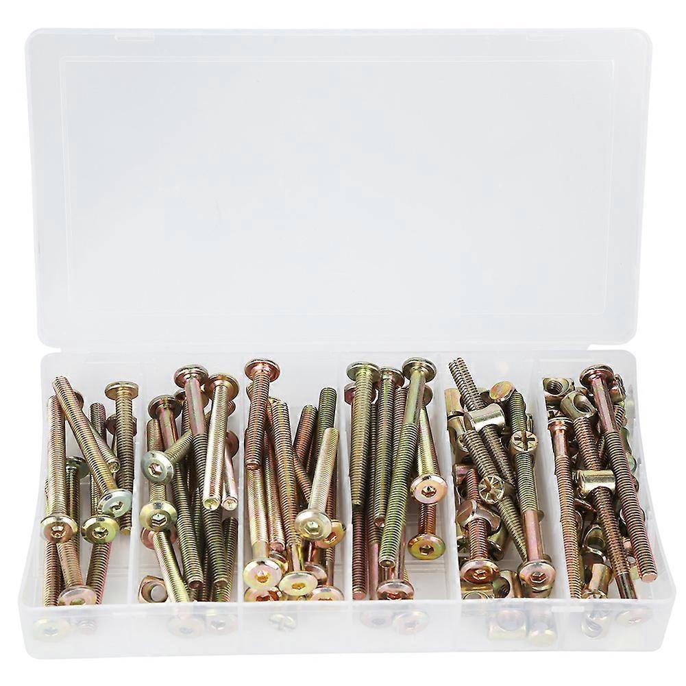 100 stk skruemutter M6 møbeltilkobling galvanisert karbonstål skruemutter sortiment kit