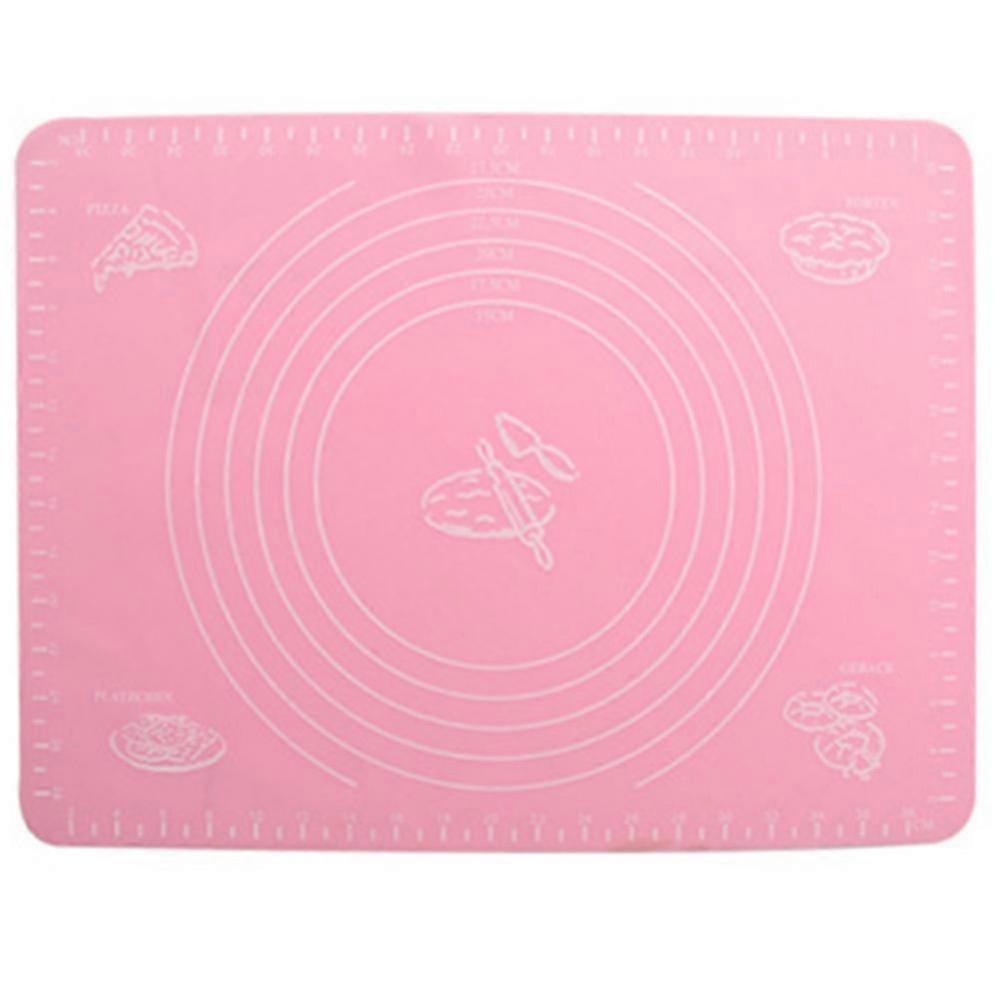 Heat-resistant Rectangle Silicone Mat for Kneading Dough Kitchen Gadget Table Pad(Pink)