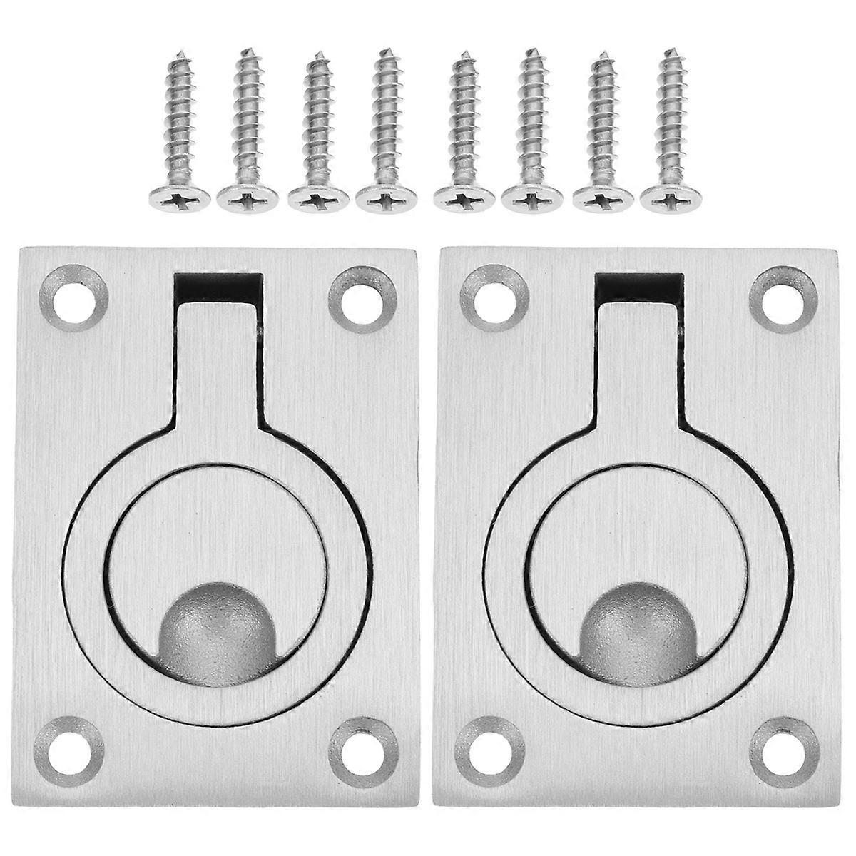 2pcs Marine Boat Flush Pulls Latch Stainless Steel Recessed Hatch Pulls Buckle