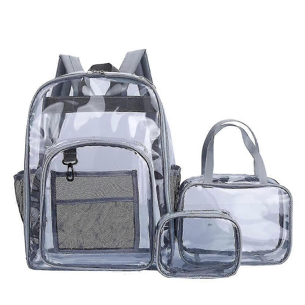 Transparent Backpack Pvc Backpack Pvc Schoolbag Large-capacity Student Schoolbag Three-piece Set