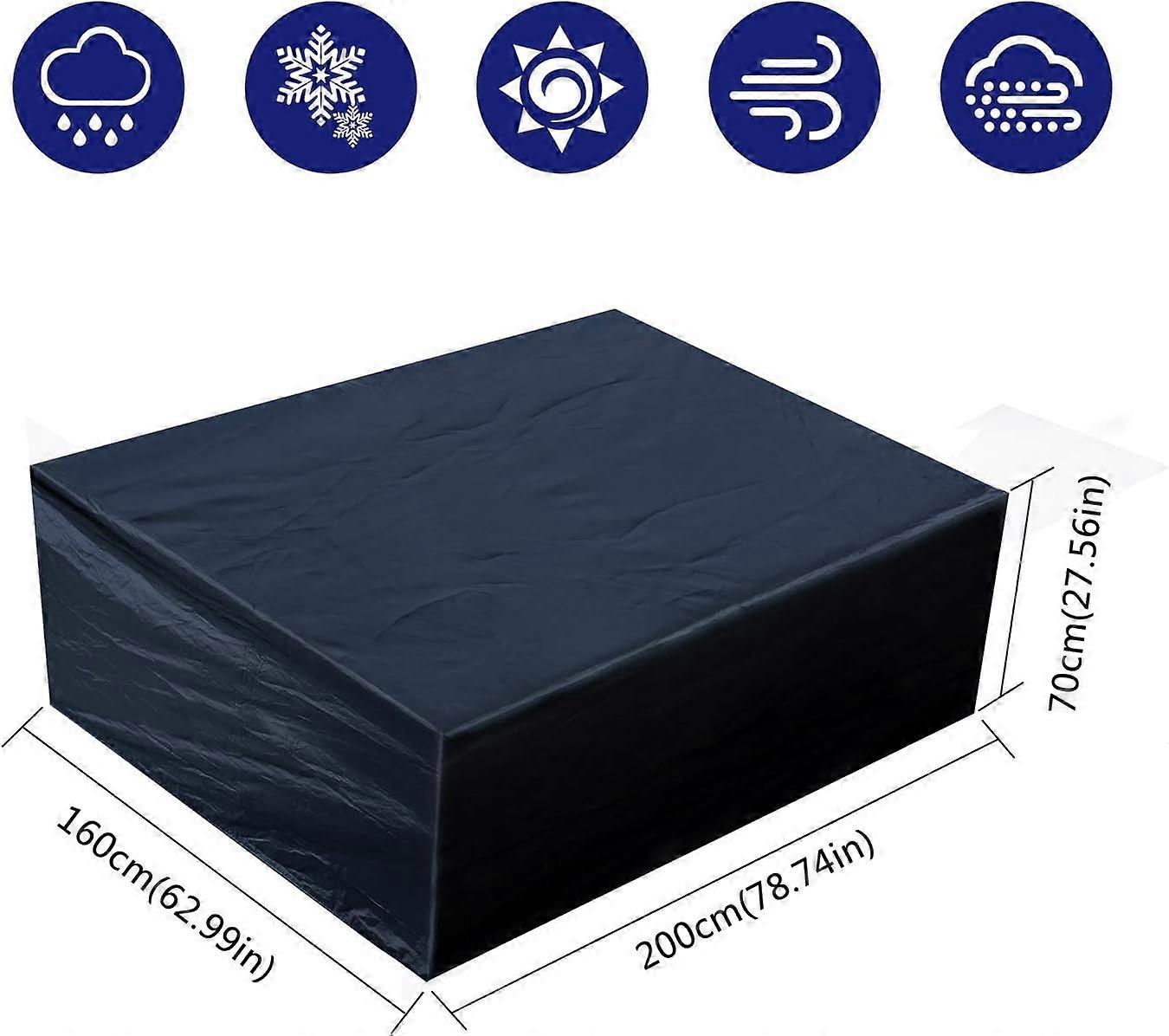 För skyddande trädgårdsmöbelöverdrag - Vattentätt rektangulärt överdrag för utomhusbordsmöbler (200x160x70cm), överdrag för utemöbler