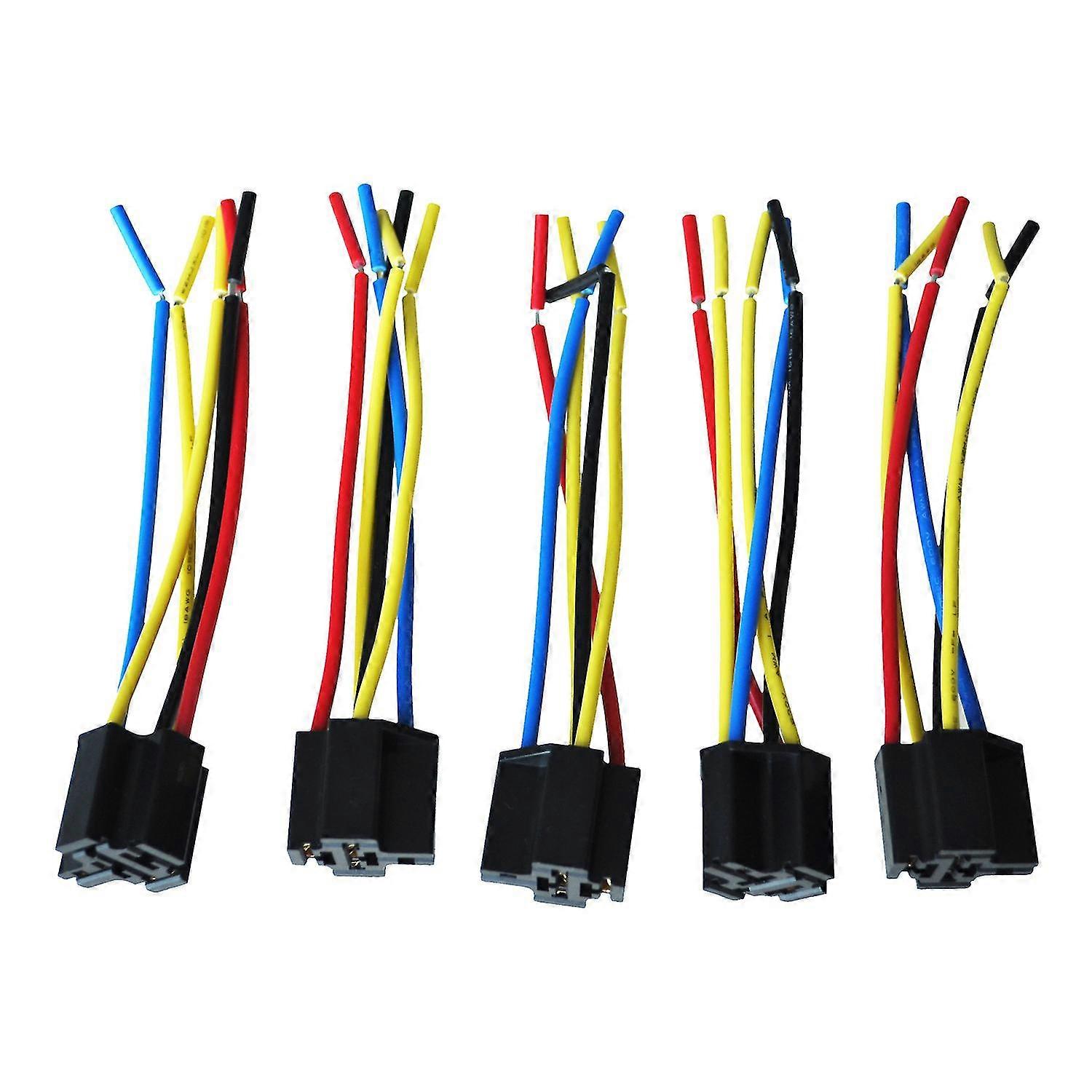 5 Pcs 5 Pin Wires Cable Relay Socket Harness Connector DC 12V for Car ...