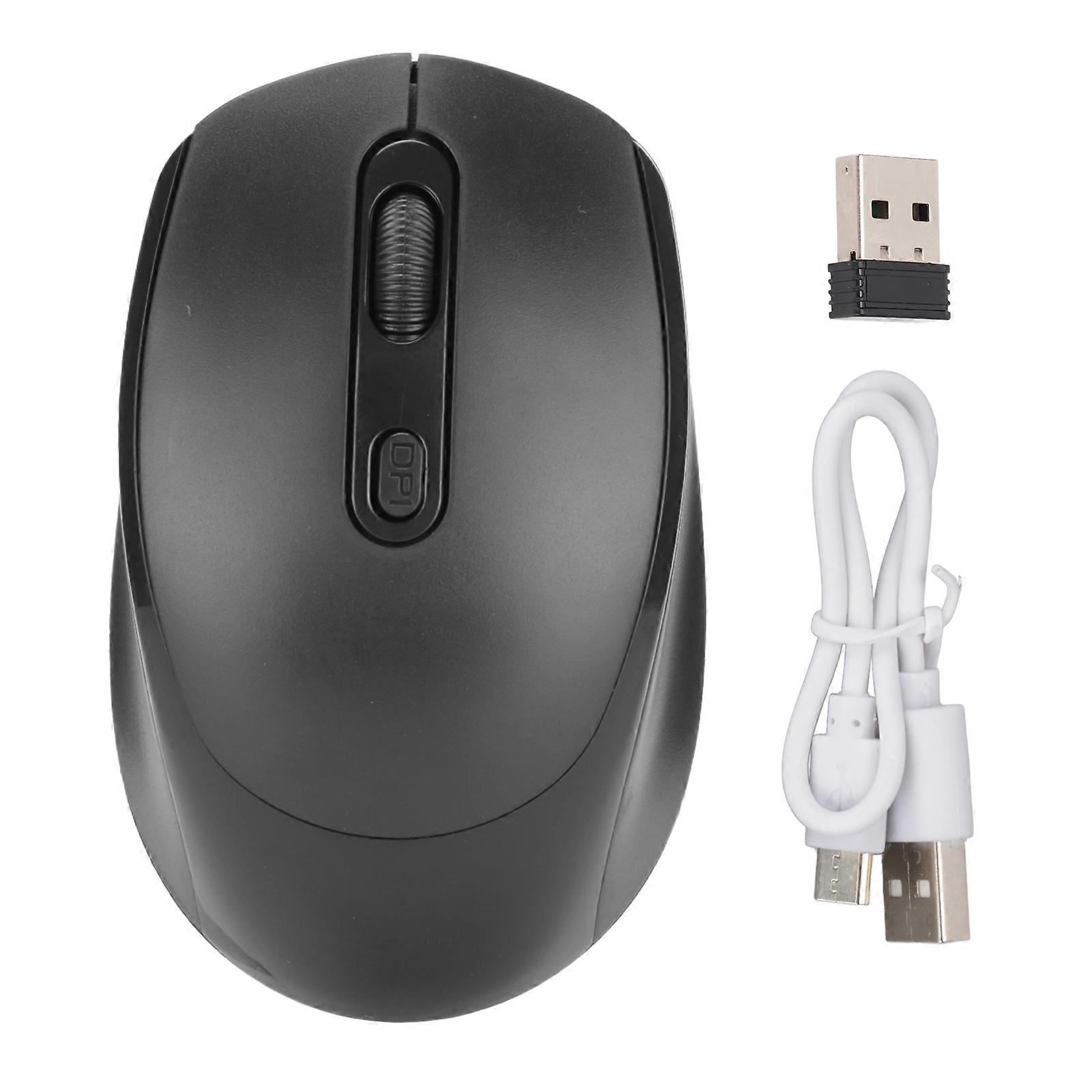 Wireless Mechanical Mouse Ergonomic Design 3 Level Adjustable DPI 1600DPI 2.4G USB Rechargeable MouseBlack