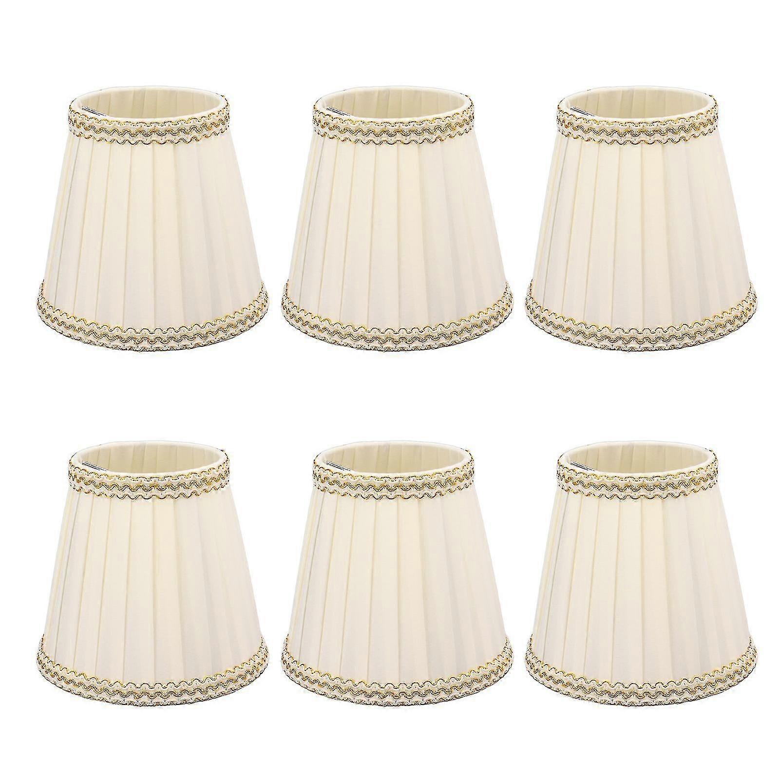 6pcs Small Lamp Shade Clip On Drum Lampshade Cloth For Chandelier Candle Bulbs Lighting Accessories