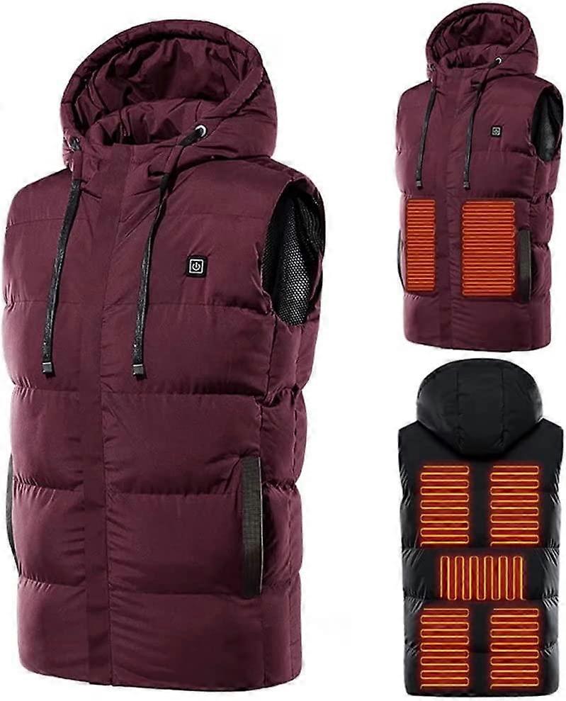 Winter Heated Vest Garment Heated Vest Winter Hooded Electric Thermal Heated Warmer,Washable USB Charging,3 Temperatures 7 Heating Zones(Battery Not I