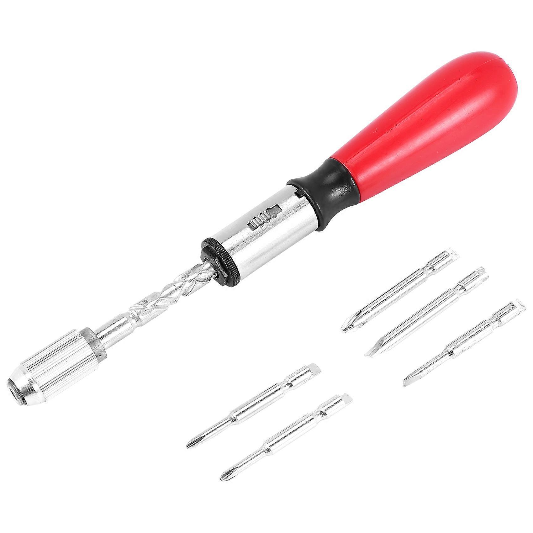 260MM Spiral Screw Driver Hand Pressing Ratchet Screwdriver with Slotted and Screwdriver Bits