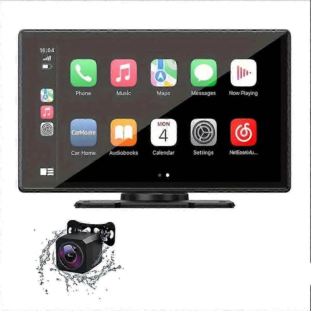 Araba için Taşınabilir Kablosuz Carplay Ekranı, 9in Kablosuz Carplayandroid Auto, dvr, Araba Ses Alıcıları Gps Navigasyon