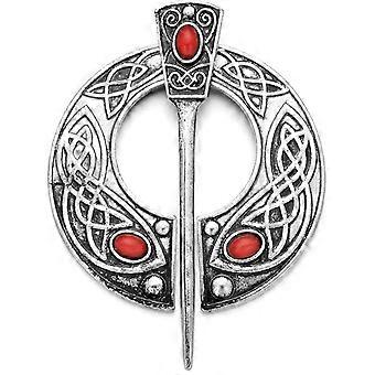 Vintage Viking Brooch Pin - Medieval Cloak Shawl Clasp, Silver Tone Celtic Jewelry