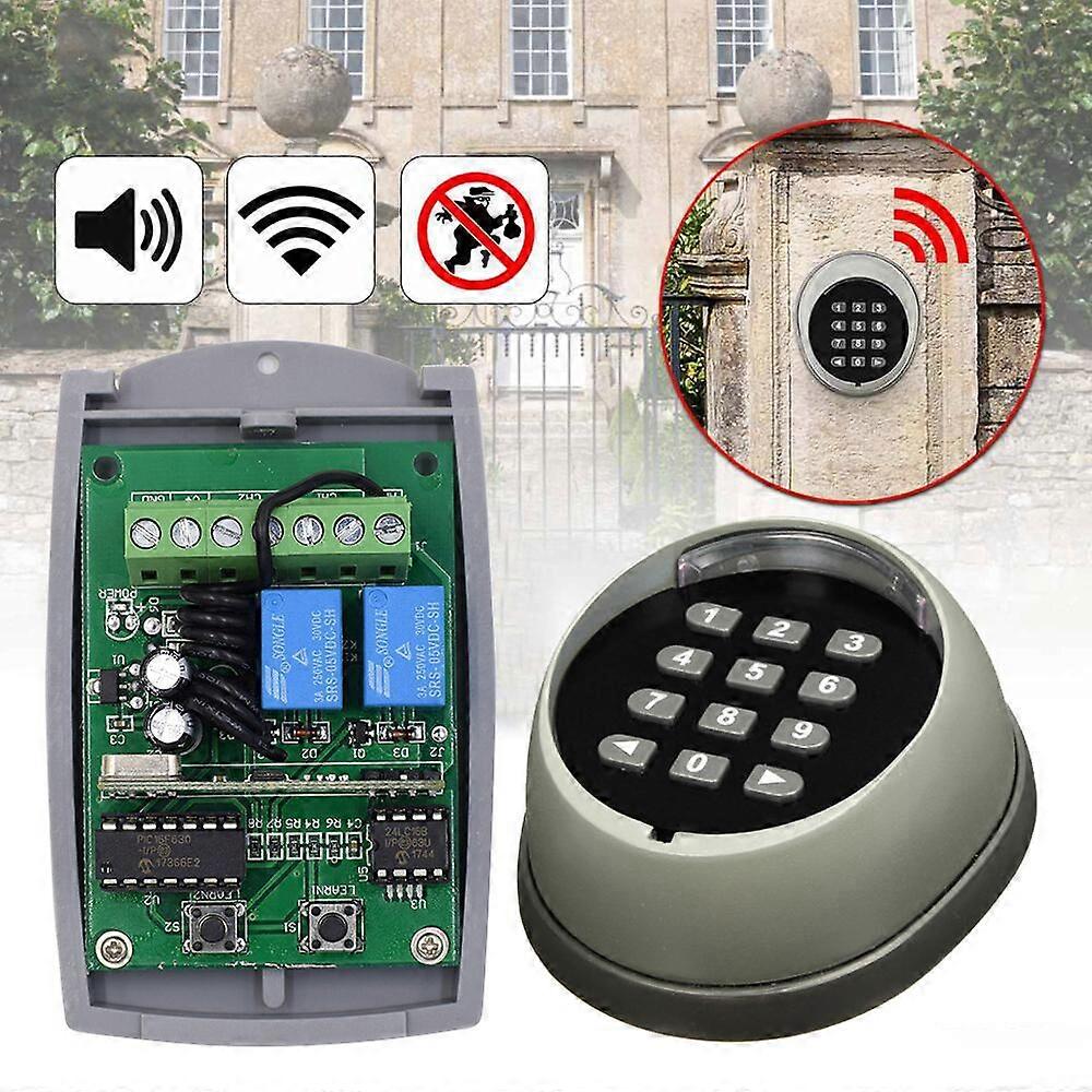 New Metal Wireless Keypad  Gate Opener Keypad Lock Rolling Code 433mhz Keypad  With 12V/24V 2 Channel Receiver For Garage Door