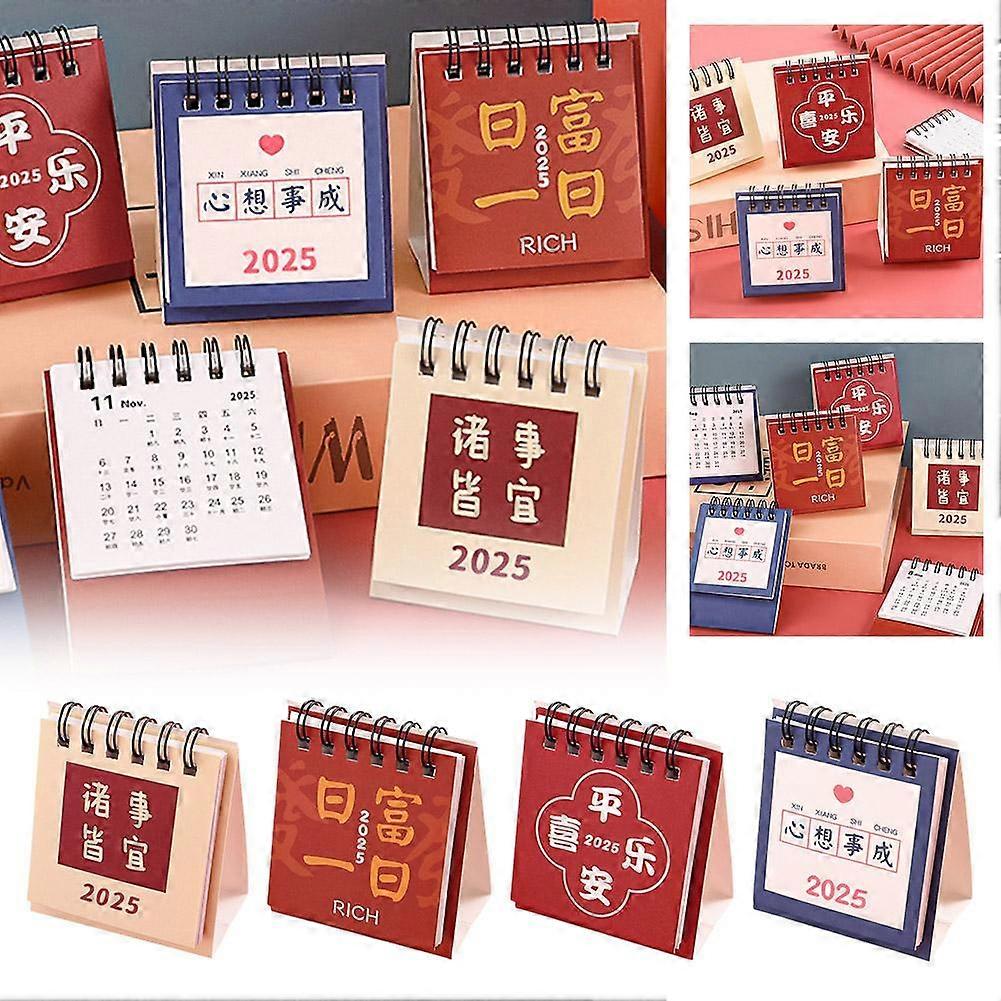 Chinese Retro Mini Desk Calendar 2025 Small Desktop Calendar For Home Office