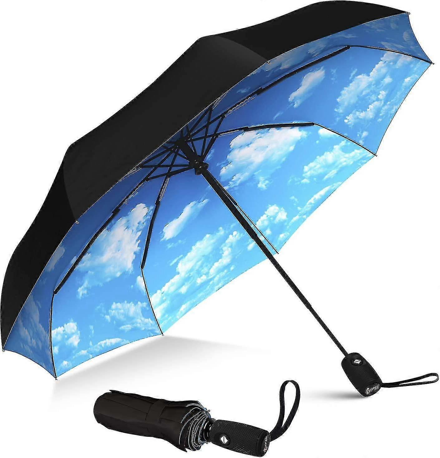 Umbrella Windproof Travel Umbrella - Compact, Light, Automatic, Strong And Portable - Wind Resistant, Small Folding Backpack Umbrella For Rain - Men A
