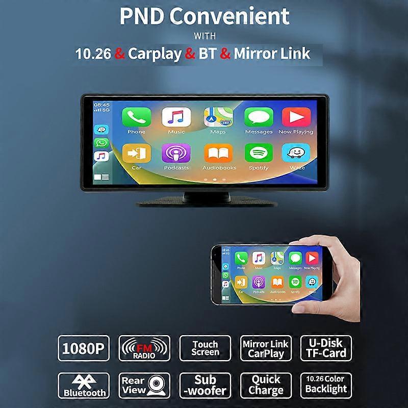 12-24V Multimedia Player For Most Vehicles 10.26 Inch Toucreen Car Stereo With Apple Carplay/android Auto Mirror K