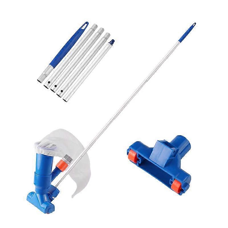 Swimming pool maintenance kit with 5-section rod, vacuum jet suction head