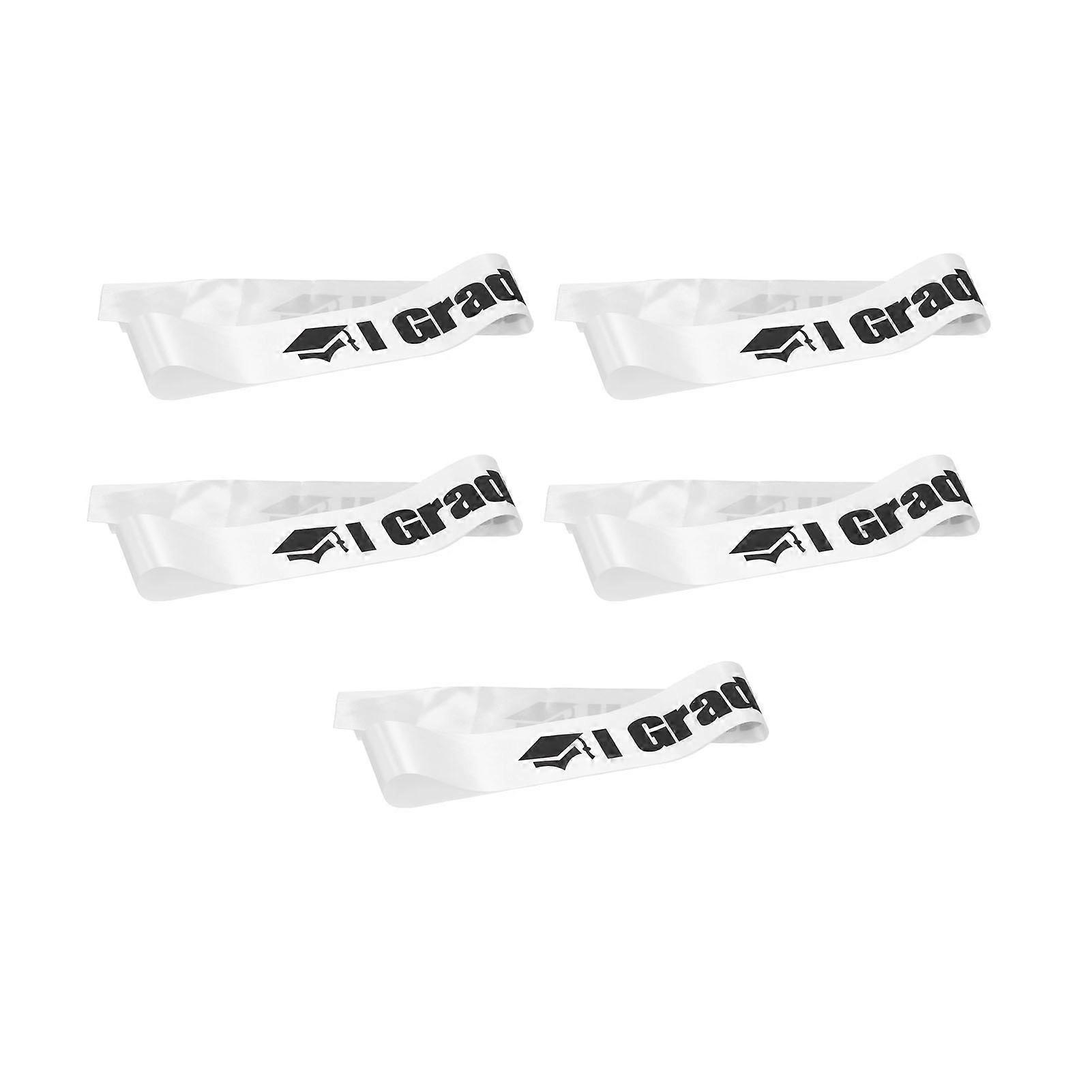 5 عبوات التخرج وشاح الساتان حفلة تهنئة مع رسالة تذكار ملحق الصورة PropWhite