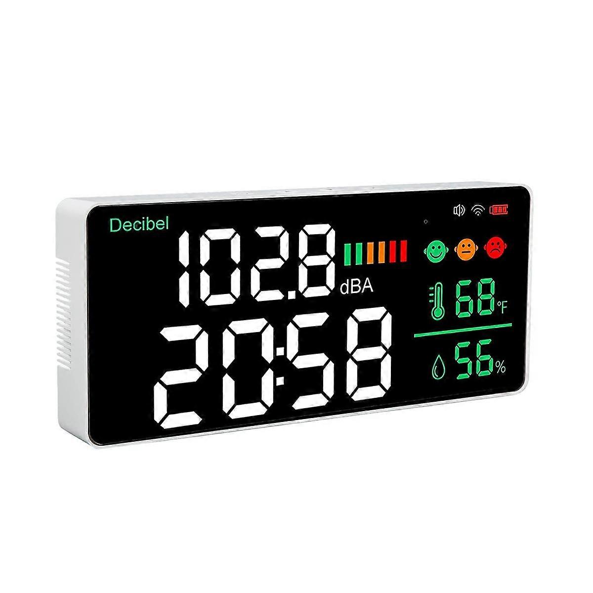 4-In-1 Decibel Meter, WiFi Wall Mounted Sound Level Meter Digital Clock Temperature Humidity Meter