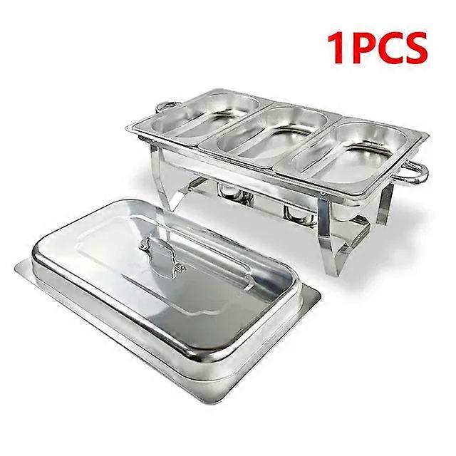 1Pcs 1/2/3 πλέγμα στρωμάτων ορθογώνιο Chafing πιάτων τροφοδοσίας ανοξείδωτου που θέτουν τα μονωμένα πιάτα γευμάτων τροφίμων για το πικνίκ γάμου