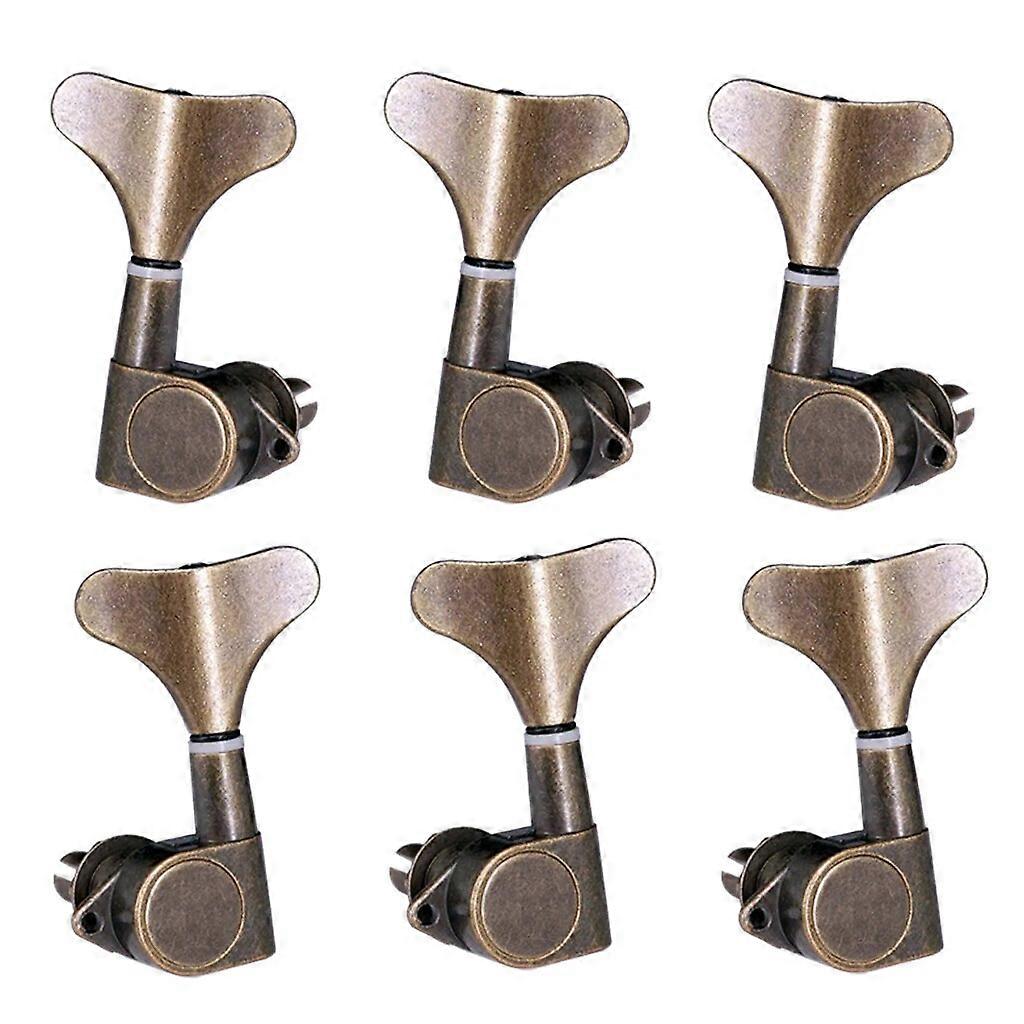 3+3 Sealed Bass Tuning Pegs Keys Machine Head Tuners for Bass Bronze