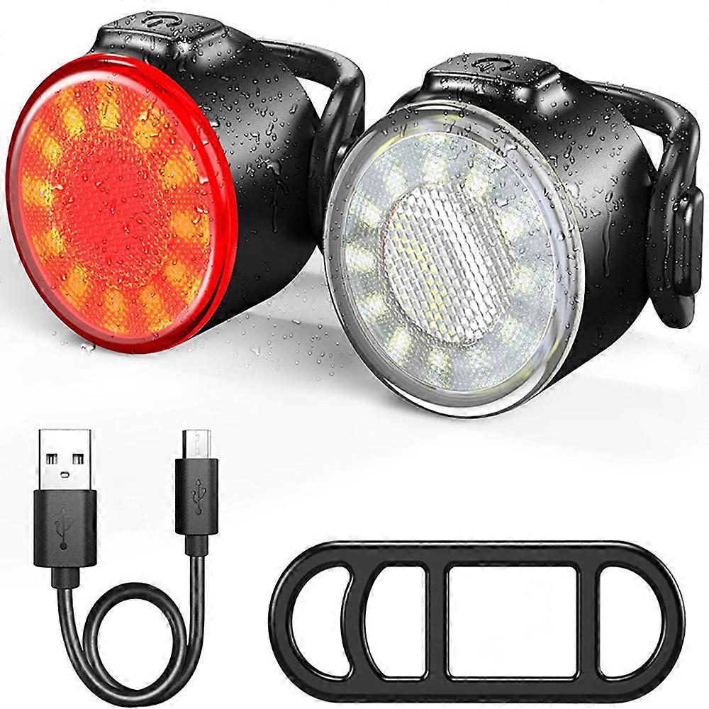 2 Pcs LED Bicycle Light 800LM Rechargeable Front And Rear Bike Light Set 650mah Lithium Battery 4